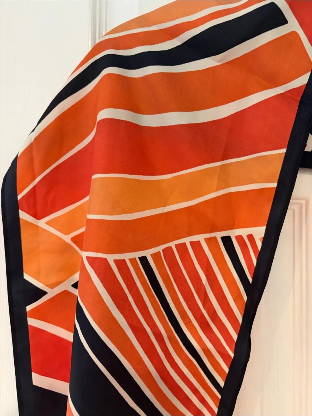 Banana Republic Orange & Black Striped Silk Scarf